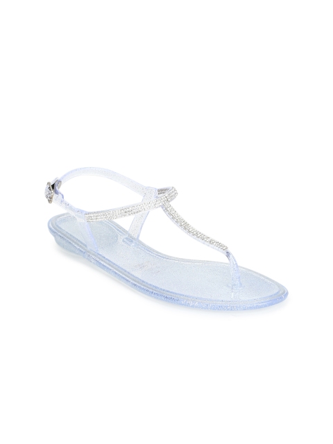 

Truffle Collection Women White Embellished T-Strap Flats