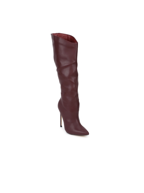 

Truffle Collection Women Maroon Solid Heeled Boots
