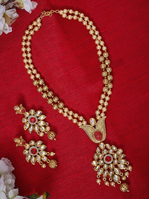

PANASH Gold-Plated Kundan Studded Handcrafted Jewellery Set