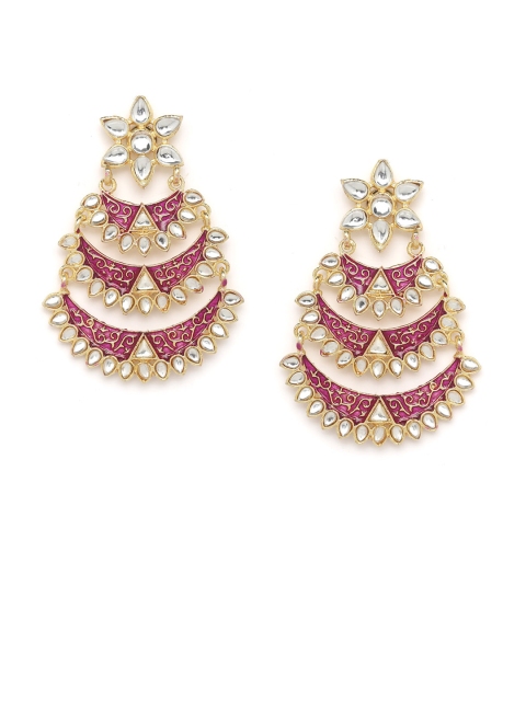 

PANASH Gold-Toned & Multicoloured Crescent Shaped Chandbalis