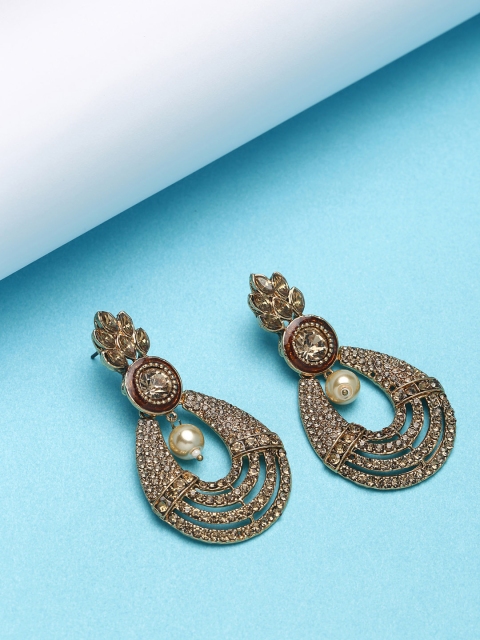 

PANASH Gold-Plated & Peach-Coloured Classic Drop Earrings