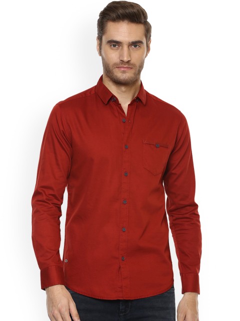

Mufti Men Rust & Red Slim Fit Solid Casual Shirt