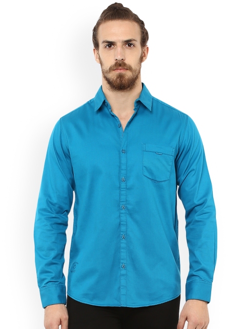 

Mufti Men Turquoise Blue Slim Fit Solid Casual Shirt