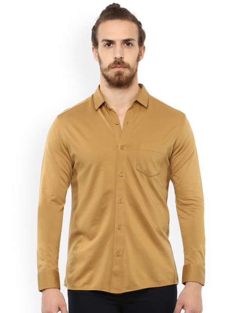 

Mufti Men Khaki Slim Fit Solid Casual Shirt