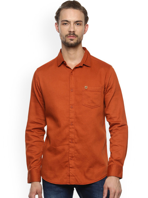 

Mufti Men Rust Orange Slim Fit Solid Casual Shirt