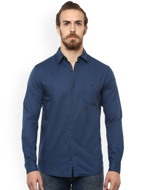 

Mufti Men Blue Slim Fit Solid Casual Shirt