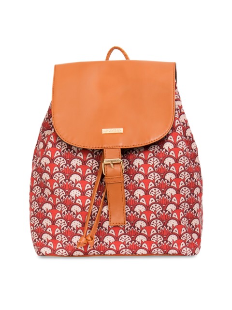 

Chumbak Women Tan & Red Printed Backpack