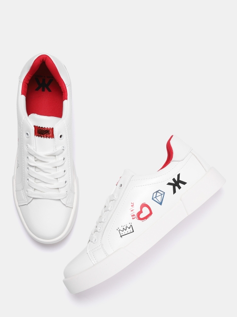 

Kook N Keech Women White Printed Sneakers