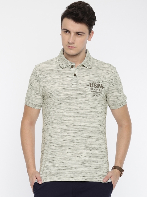 

U.S. Polo Assn. Denim Co. Men Grey Solid Polo Collar T-shirt