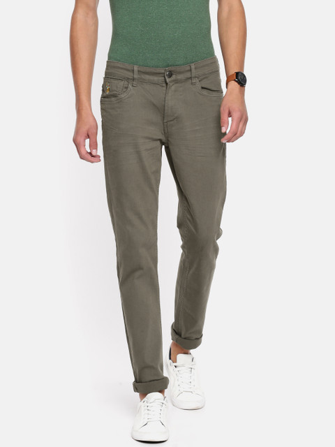 

U.S. Polo Assn. Denim Co. Men Olive Green Slim Fit Mid-Rise Clean Look Stretchable Jeans