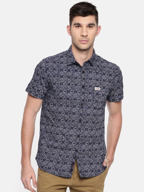 

U.S. Polo Assn. Denim Co. Men Navy Blue Slim Fit Printed Casual Shirt