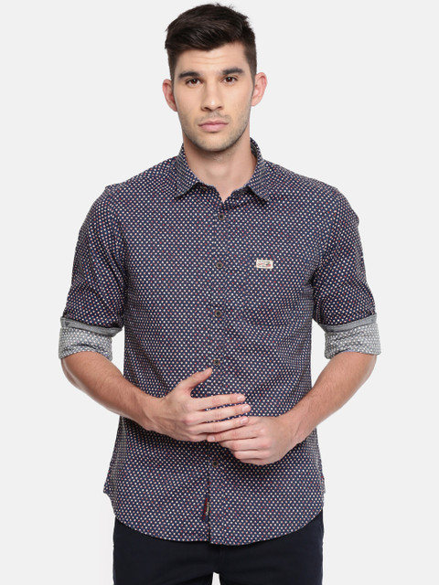

U.S. Polo Assn. Denim Co. Men Navy Blue Slim Fit Printed Casual Shirt