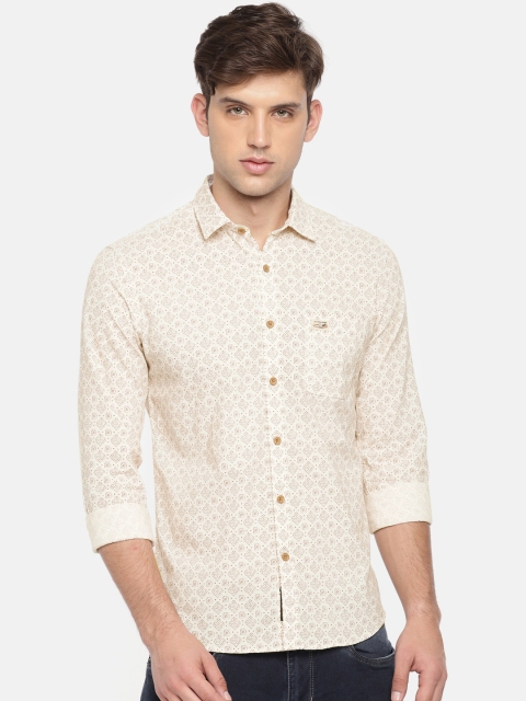 

U.S. Polo Assn. Denim Co. Men Off-White Slim Fit Printed Casual Shirt