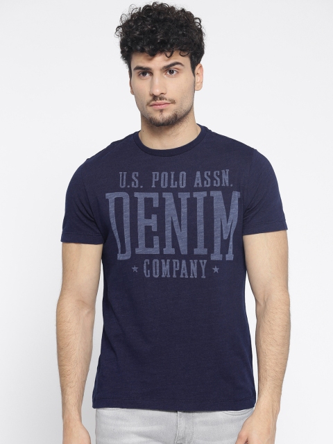 

U.S. Polo Assn. Denim Co. Men Blue Printed Round Neck T-shirt