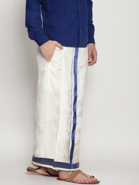 

Sethukrishna Men Cream-Coloured Solid Readymade Dhoti