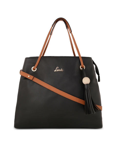 

Lavie Black & Brown Solid Leather Handheld Bag