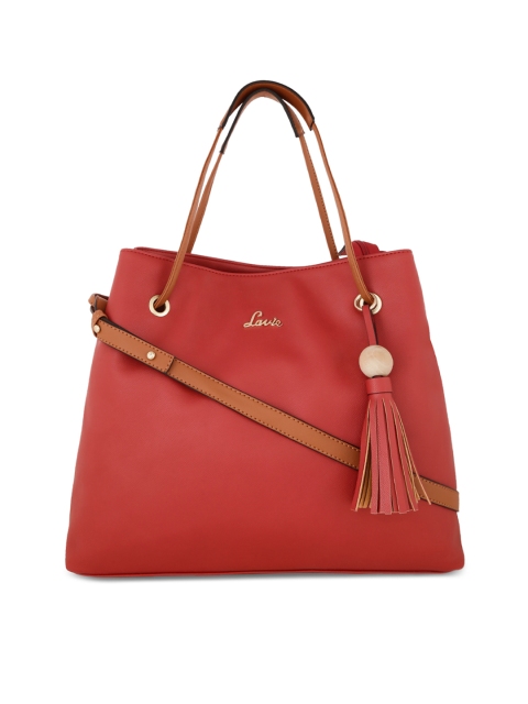 

Lavie Women Red Solid Leather Shoulder Bag