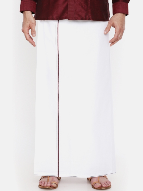 

Chennis Men White & Maroon Solid Dhoti