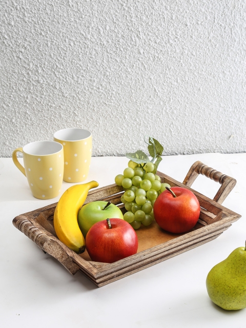 

House This Brown Striped Rectangular Wooden Tray