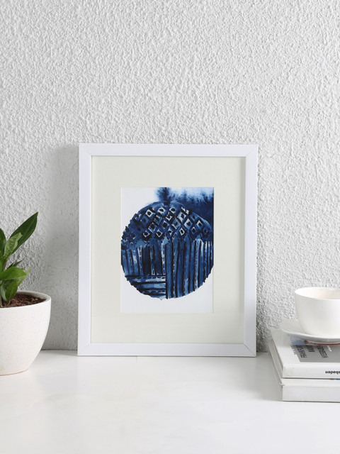 

House This Navy & White The Indigo Bandhani Wall Painting, Navy blue