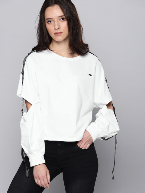 

NUSH Women White Solid Top