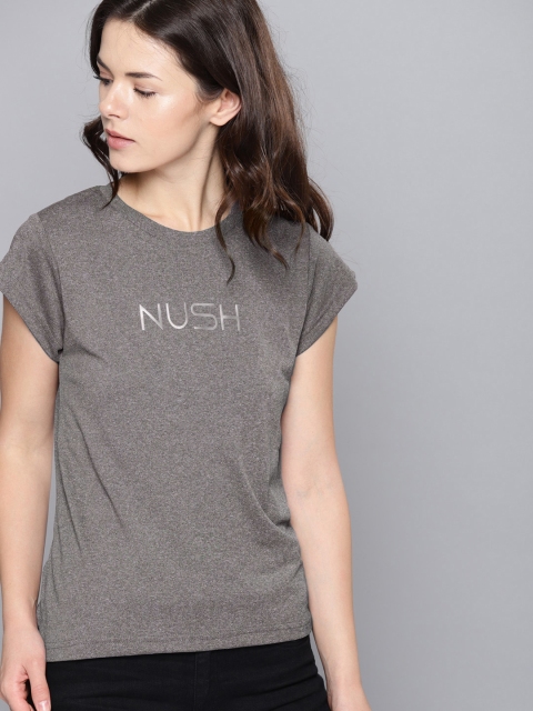 

NUSH Women Grey Printed Round Neck T-shirt