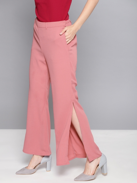 

NUSH Women Pink Regular Fit Solid Bootcut Trousers