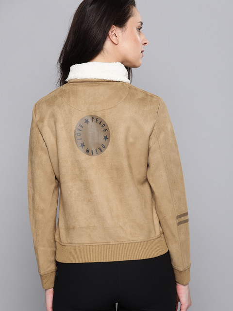 

NUSH Women Camel Brown Solid Bomber