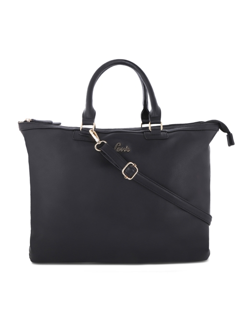 

Lavie Black Solid Leather Handheld Bag