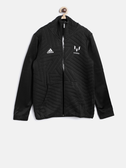 

ADIDAS Boys Black FZ Quilted Hooded Sweatshirt