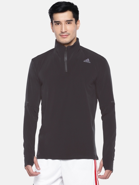 

ADIDAS Men Black SN 1/2 Zip Running Sweatshirt