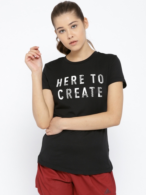 

ADIDAS Women Black Logo AI Printed T-shirt