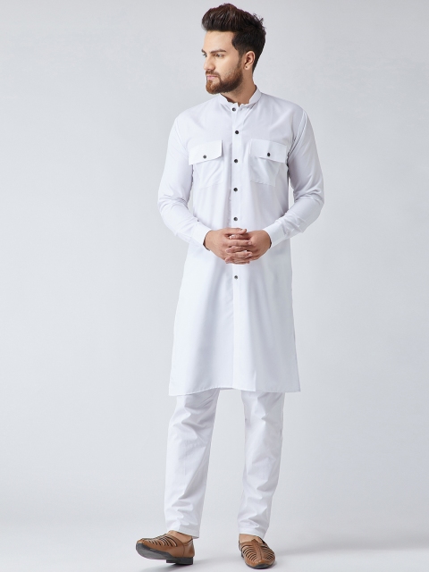 

SOJANYA Men White Solid Kurta with Pyjamas