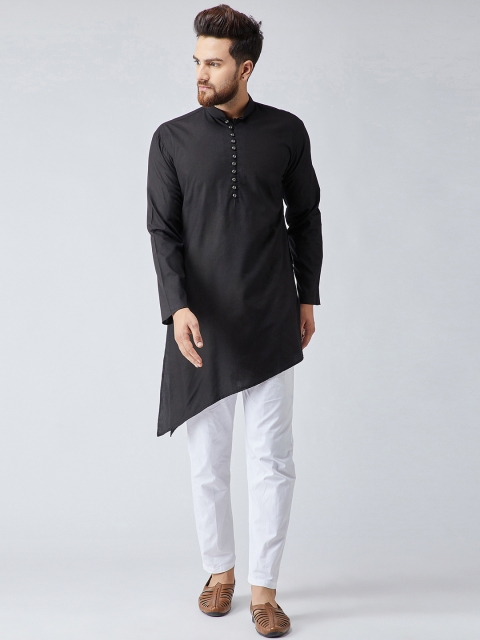 

SOJANYA Men Black & White Solid Kurta with Pyjama