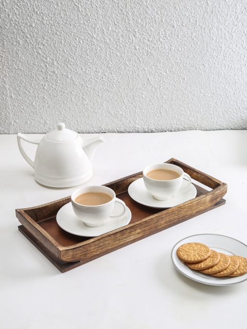 

House This Brown Curved Rectangular Wooden Tray