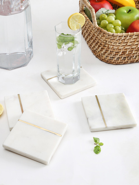 

House This White Set of 4 Square Marble Coasters
