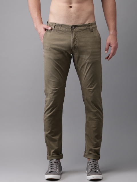 

Flying Machine Men Brown Slim Fit Solid Regular Trousers