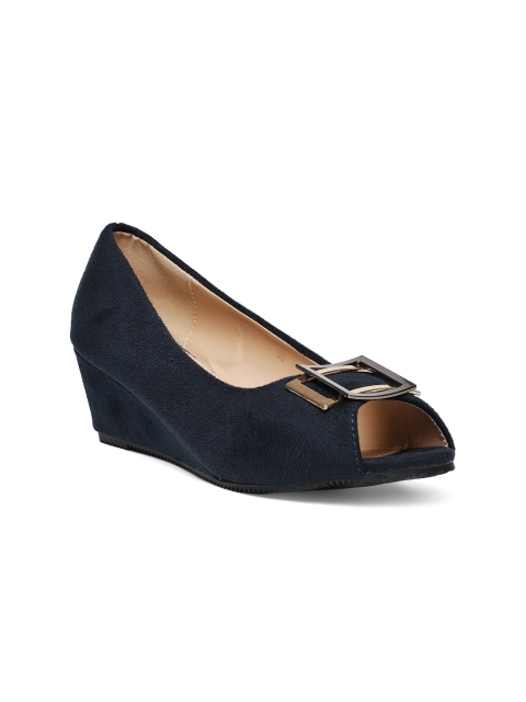 

CERIZ Women Navy Blue Solid Suede Peep Toes