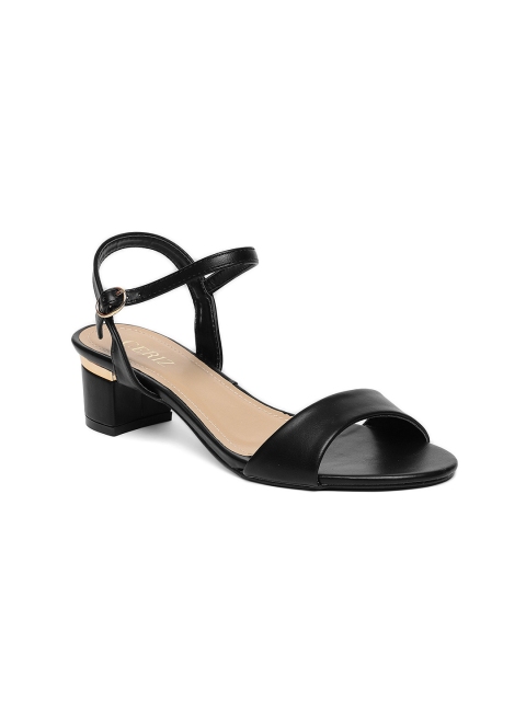 

CERIZ Women Black Solid Sandals