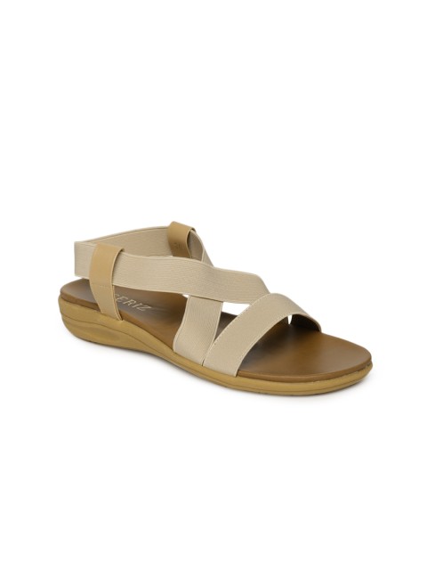 

CERIZ Women Beige Solid Open Toe Flats