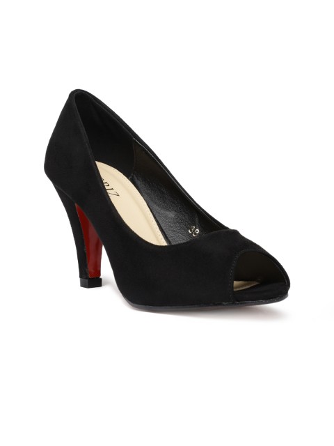 

CERIZ Women Black Suede Peep Toes
