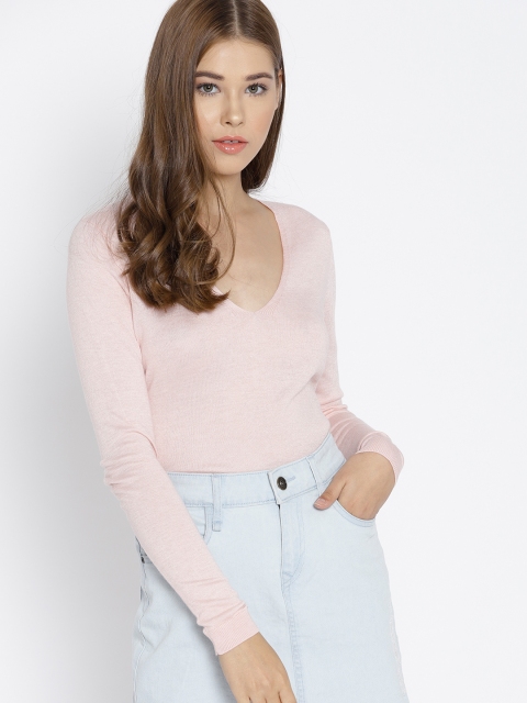 

MANGO Women Pink Solid Pullover