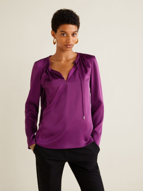 

MANGO Women Purple Solid Top