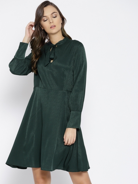 

MANGO Women Green Solid A-Line Dress