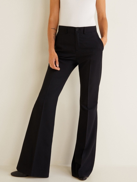 

MANGO Women Black Regular Fit Solid Bootcut Trousers