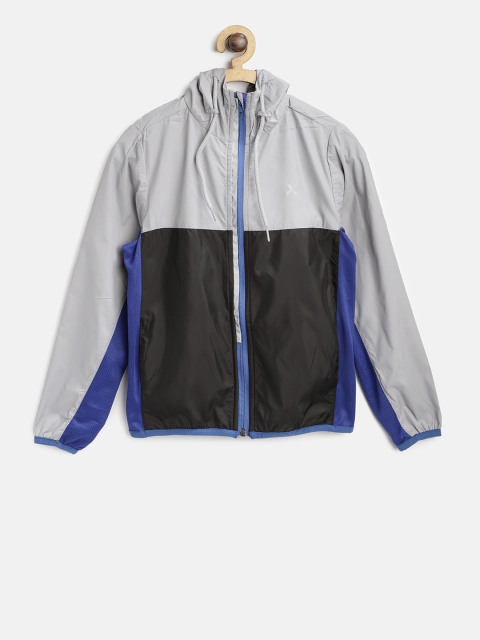 

HRX by Hrithik Roshan Boys Black & Grey Colourblocked Sporty Jacket