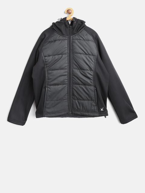 

HRX by Hrithik Roshan Girls Black Solid Hooded Tailored Jacket