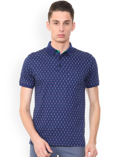 

Allen Solly Men Navy Blue Printed Polo Collar T-shirt