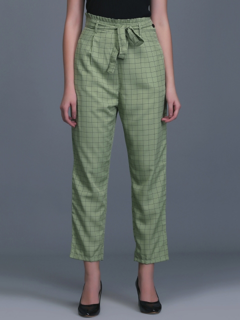 

Eavan Women Green Straight Fit Checked Cigarette Trousers