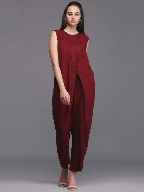 

Eavan Maroon Solid Basic Jumpsuit
